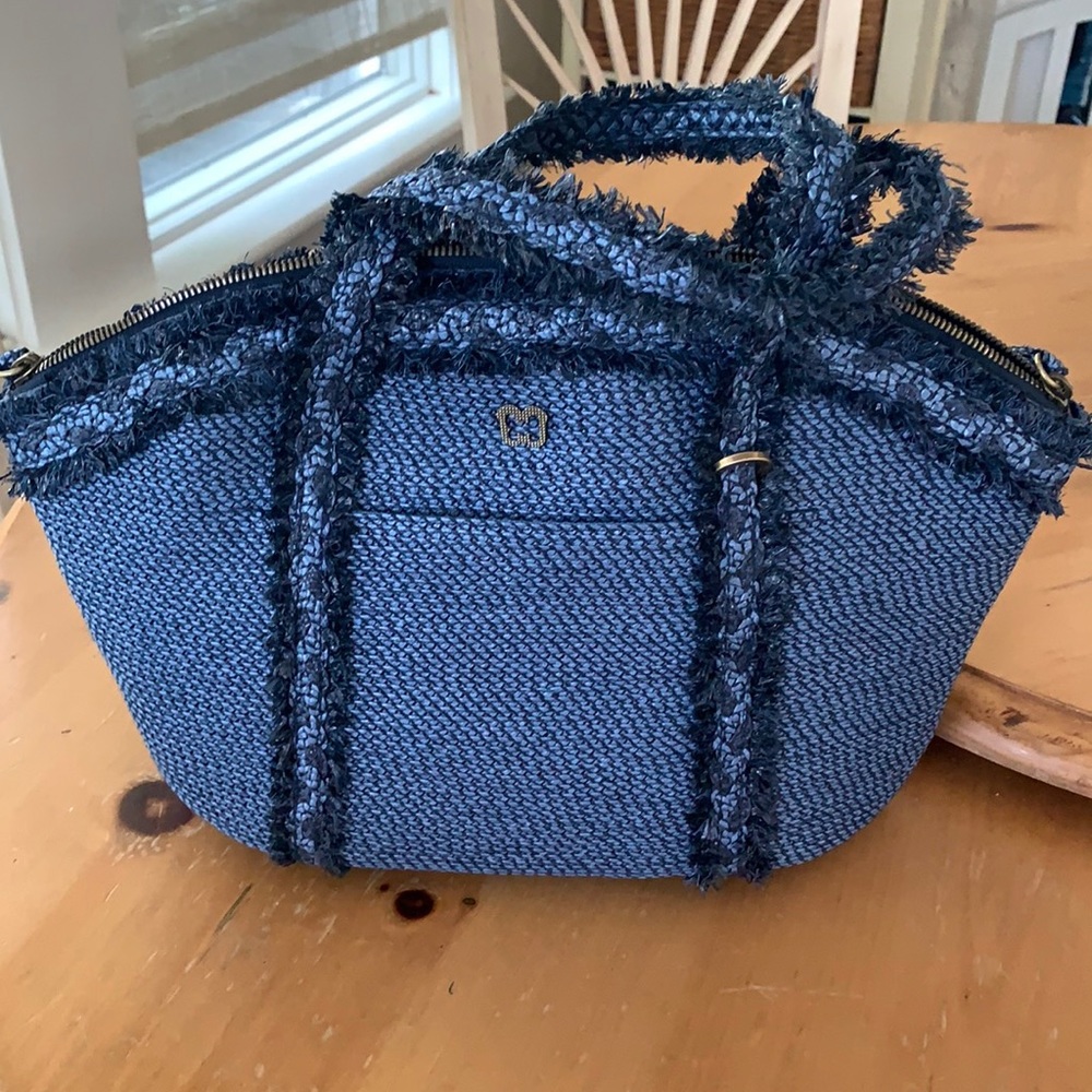 Eric Javits Blue Straw Purse